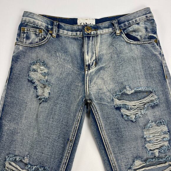 One by One Teaspoon Awesome Baggies Cobain Destroyed Boyfriend Jeans Size 28 - Picture 3 of 16